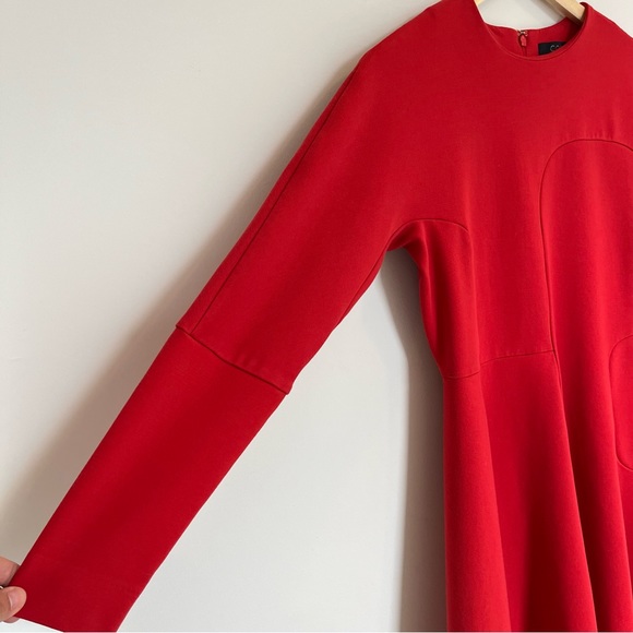 COS Red Asymmetrical Midi Dress Long Sleeve Festive Christmas Primary Red Size 6 - Picture 5 of 13